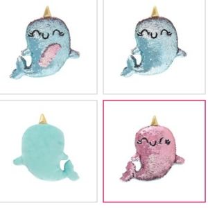Sequin Plush Narwhal 10" NWT color-changing sequins